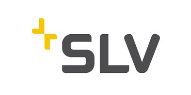 Logo SLV avec symbole plus jaune