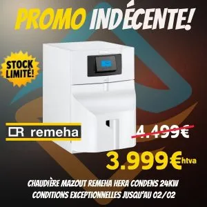 Promo indécente sur chaudière mazout Remeha Hera Condens 24 kW à prix cassé – stock limité